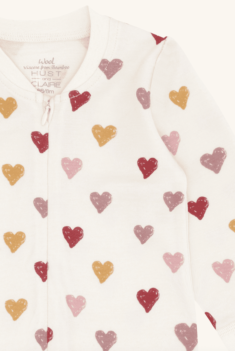 Hust and claire Heldress ull/bambus manu hearts puff off white