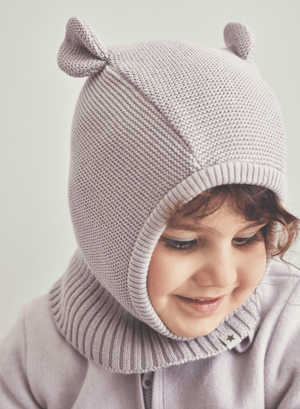 Huttelihut balaclava knit w/ears cloud grey