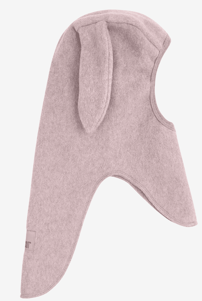 Huttelihut Elefantlue med kanin ører bomullsfleece  deauville mauve