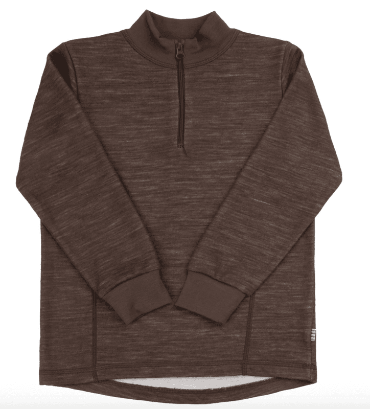 Joha Genser ull/bambus half zip dark brown