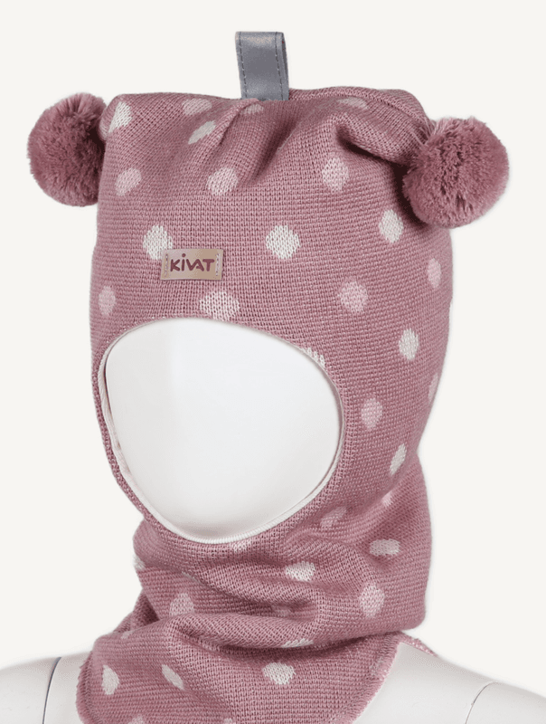 Kivat Balaklava ull dots gammelrosa/pudderrosa