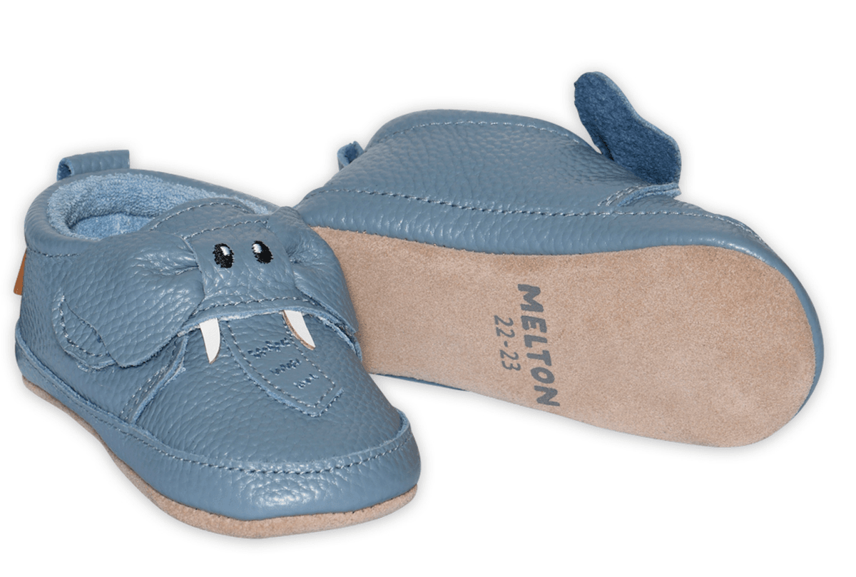 Melton Skinntøffel elephant blue mirage