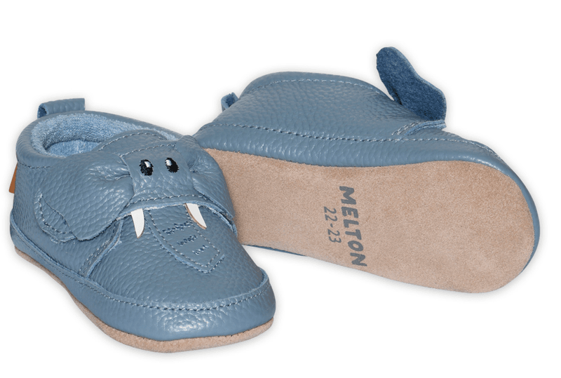Melton Skinntøffel elephant blue mirage