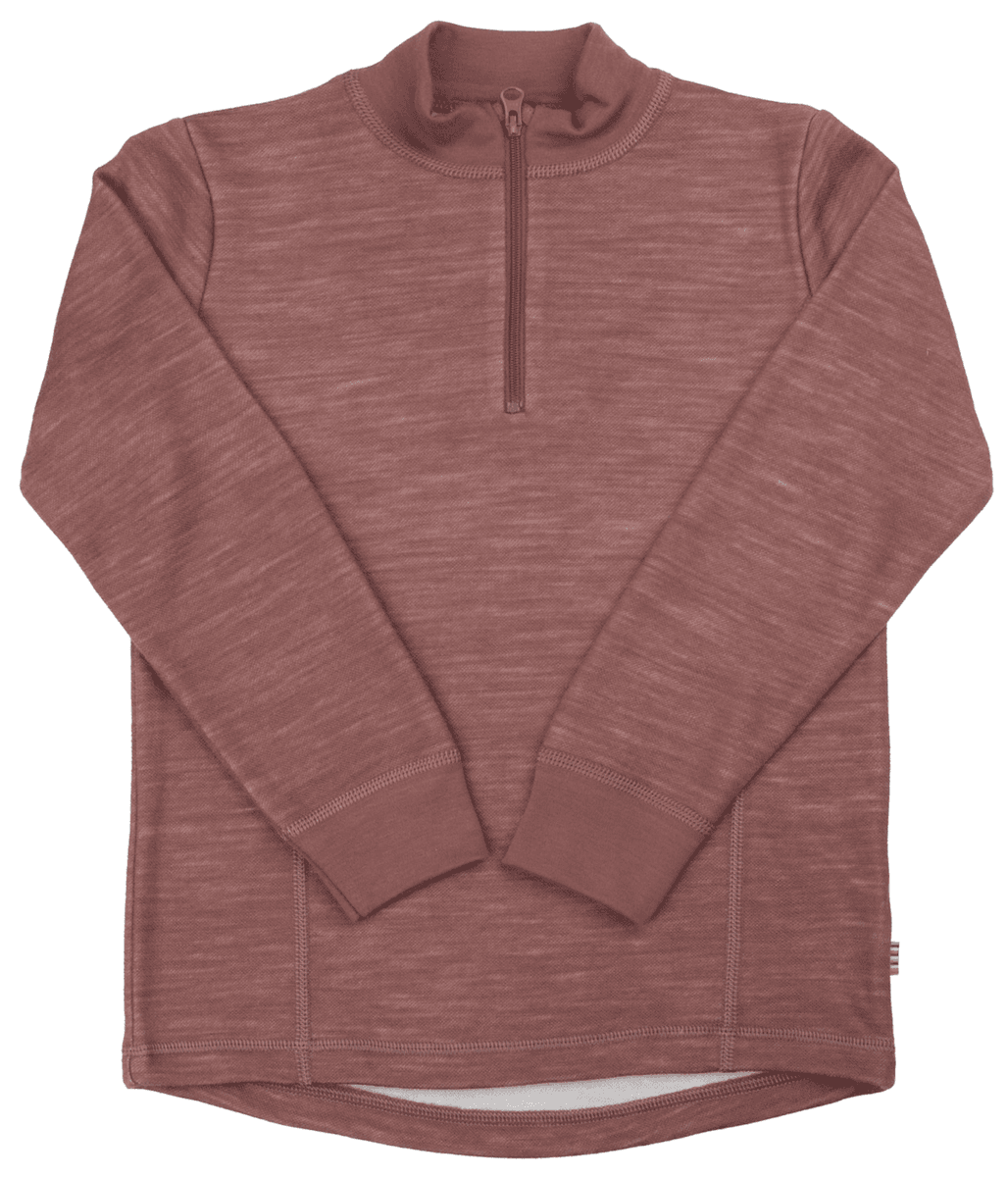 Joha genser ull/bambus half zip dark rose